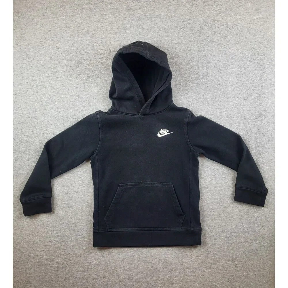 Nike Kids Sportswear Club Fleece‎ Pullover Hoodie Sweatshirt Black Size 7